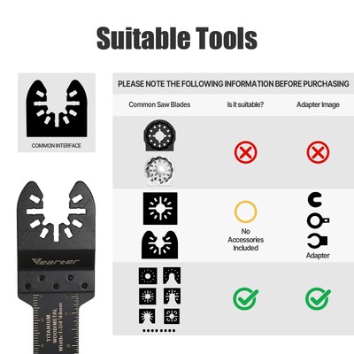 Vearter 7PCS Diamond Multitool Blade, Universal Multitool Knives for
