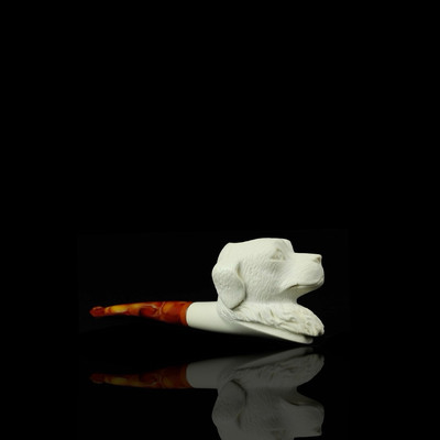 Dog Figure Pipe -BLOCK MEERSCHAUM-NEW-HAND CARVED-FROM TURKEY#1596