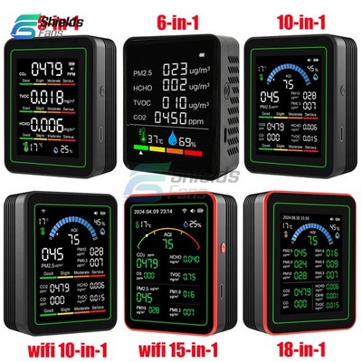10in1 18in1 Air Quality Detector PM2.5 10 PM HCHO TVOC CO2 Formaldehyde Monitor
