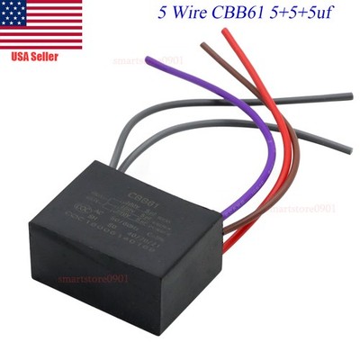 Ceiling Fan Capacitor 5 Wire CBB61 5f+5+5uf 250V-300V AC 50/60 Hz Power Relay 