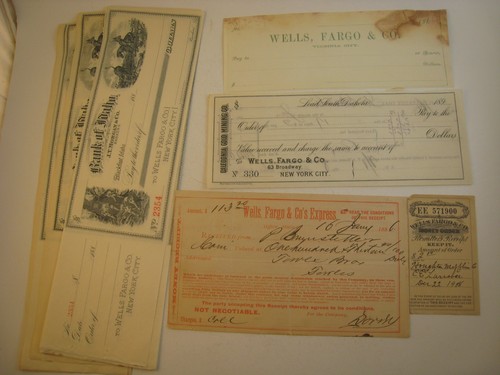 lot Wells Fargo & Co Express Receipt, Gold Mining Co., Blackfoot, Idaho checks +