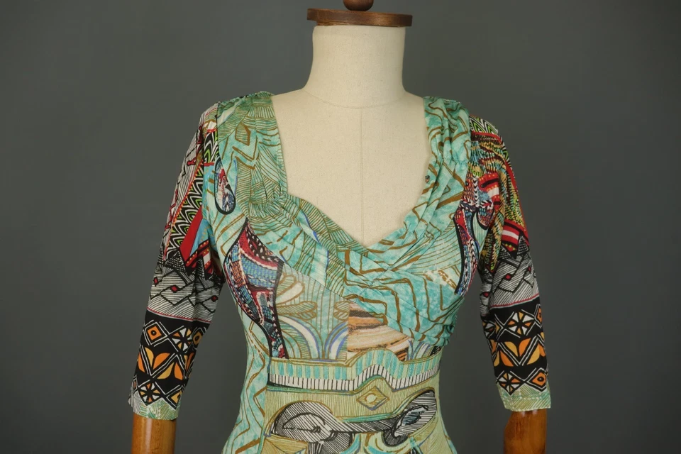 SAVE THE QUEEN многоцветный вискозы Geo печать 3/4 рукав пуловер блузка верхний размер S - Изображение 2 из 4