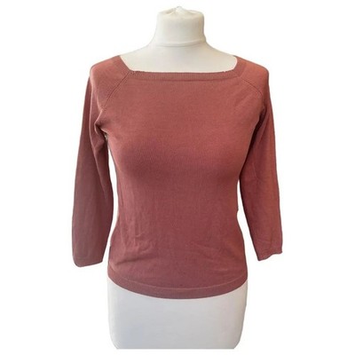 Vintage DKNY Altrosa Seidenmischung Pullover Größe S Eckiger Ausschnitt