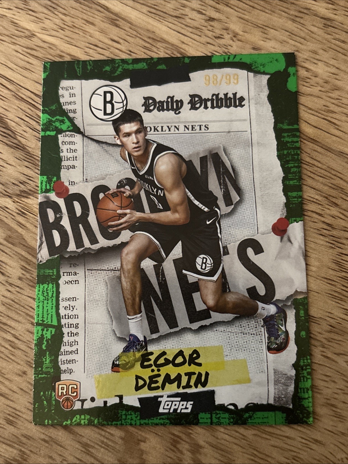 2025-26 Topps The Daily Dribble Green Rainbow Egor Demin /99 ROOKIE RC NETS PWE