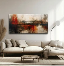 Large Abstract Canvas Painting, Textured Canvas wall art, Framed, Signed