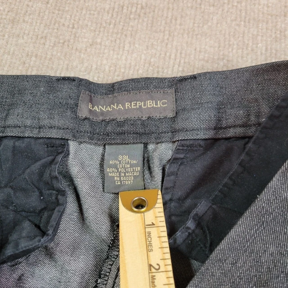 Banana Republic Dress Pants Mens 32x26 Gray Straight Leg Flat Front Trousers - Image 3 of 4