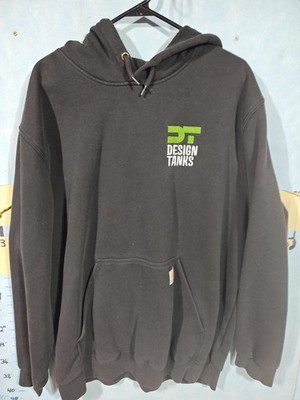 Carhartt Hoodie Mens XL Black Loose Fit DT Design Tanks Fleece Pullover