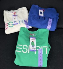 ESPRIT XS Crewneck Sweatshirt Lot 3 White Green Blue Retro Logo NWT Costco
