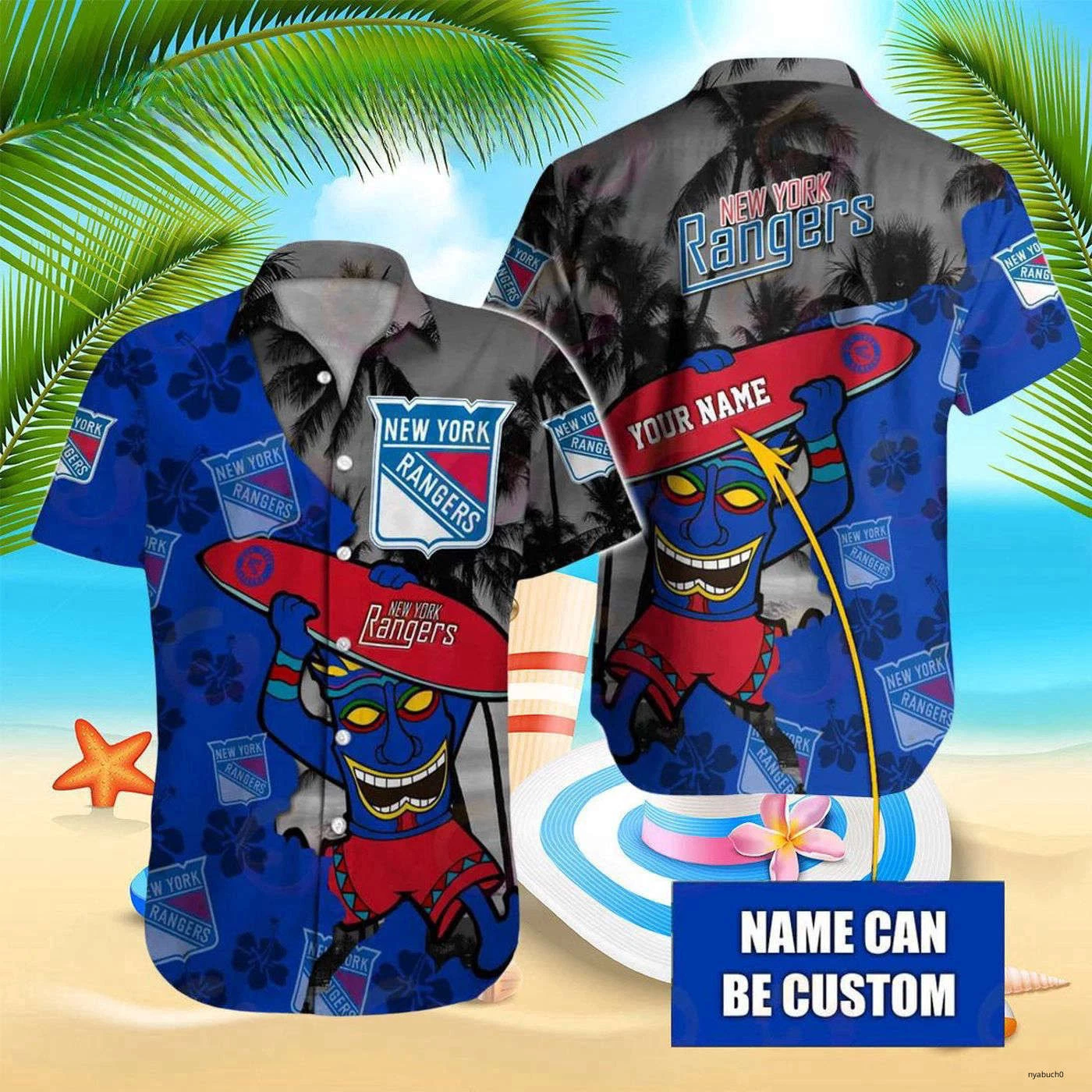 Personalized New York Rangers Tiki Vibes Hawaiian Shirt Aloha Beach Shirt Cool