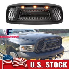 For 2002-2005 Dodge Ram 1500 Front Grille Grill Bumper Hood Mesh Wletters Led