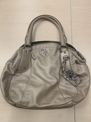 Sac à main cuir PRADA authentique beige moyen femme Italie 116242