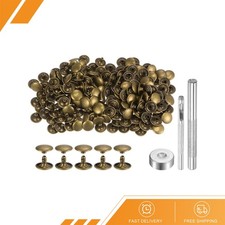 200 Set - Leather Rivets 12mm x 8mm Metal with 3 Setter Tools Bronze