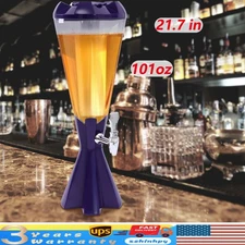 Beer Tower Dispenser 3L/101 Ounce Drink Beverage Dispenser w Individual Ice Tube