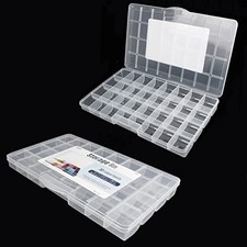 32 Grids Clear Plastic Organizer Box, Craft Storage Container for Beads 2 Pack