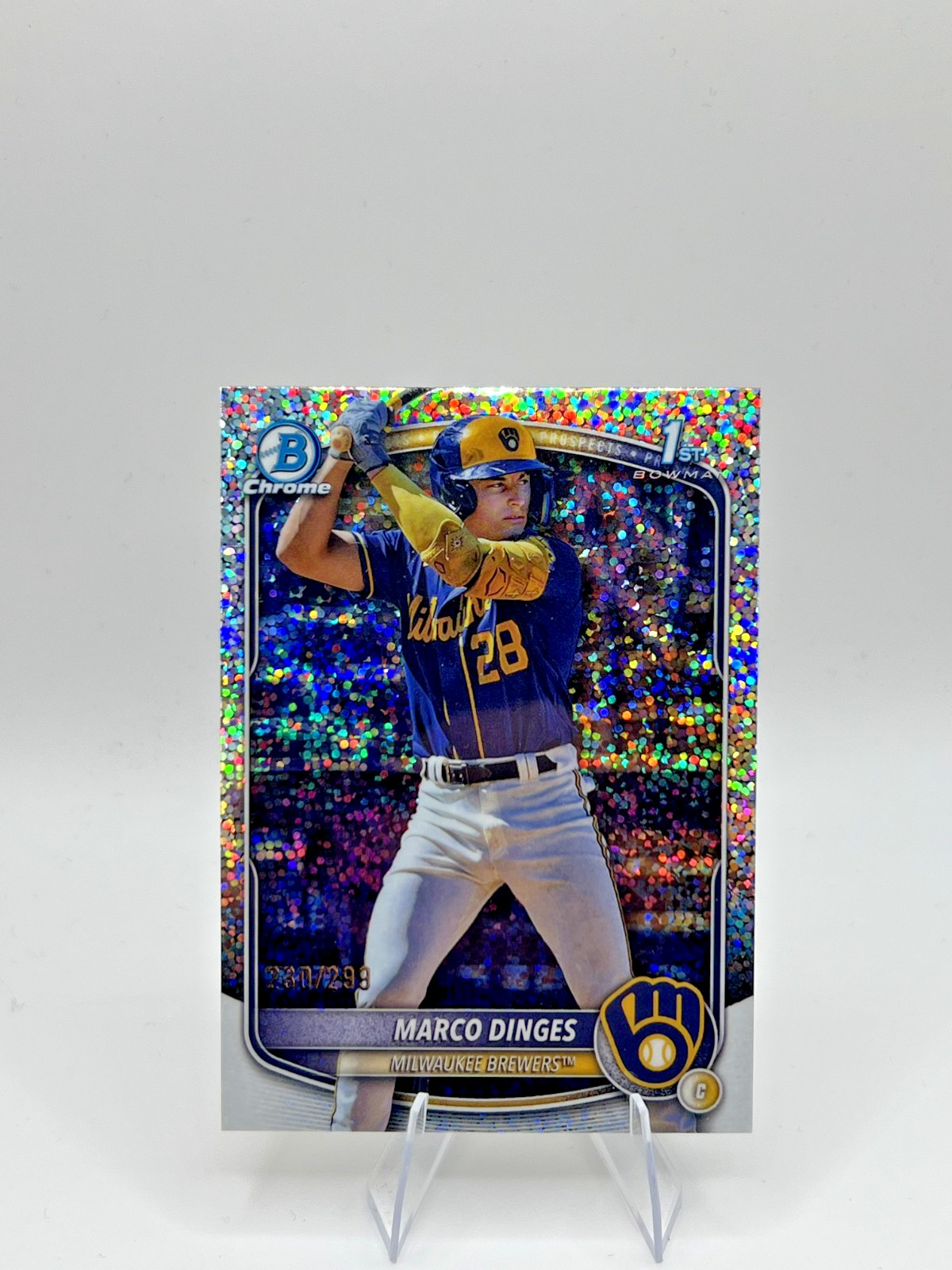 MARCO DINGES 2025 BOWMAN CHROME 1ST SPECKLE REFRACTOR BREWERS230 /299 #BCP-183
