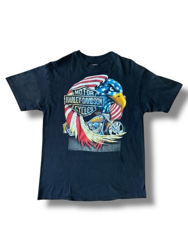 Vintage Harley Davidson Motorcycles Eagle 3D Emblem St. Maarten T-Shirt Size L