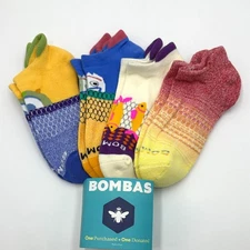BOMBAS 4 Pairs Women's honeycomb Ankle Socks Cushion 4 Color Mix Size Med 8-10.5
