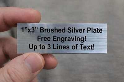 Custom Engraved 1''x3'' Brushed Silver Tone Plaque / Sign Plate Nameplate Label