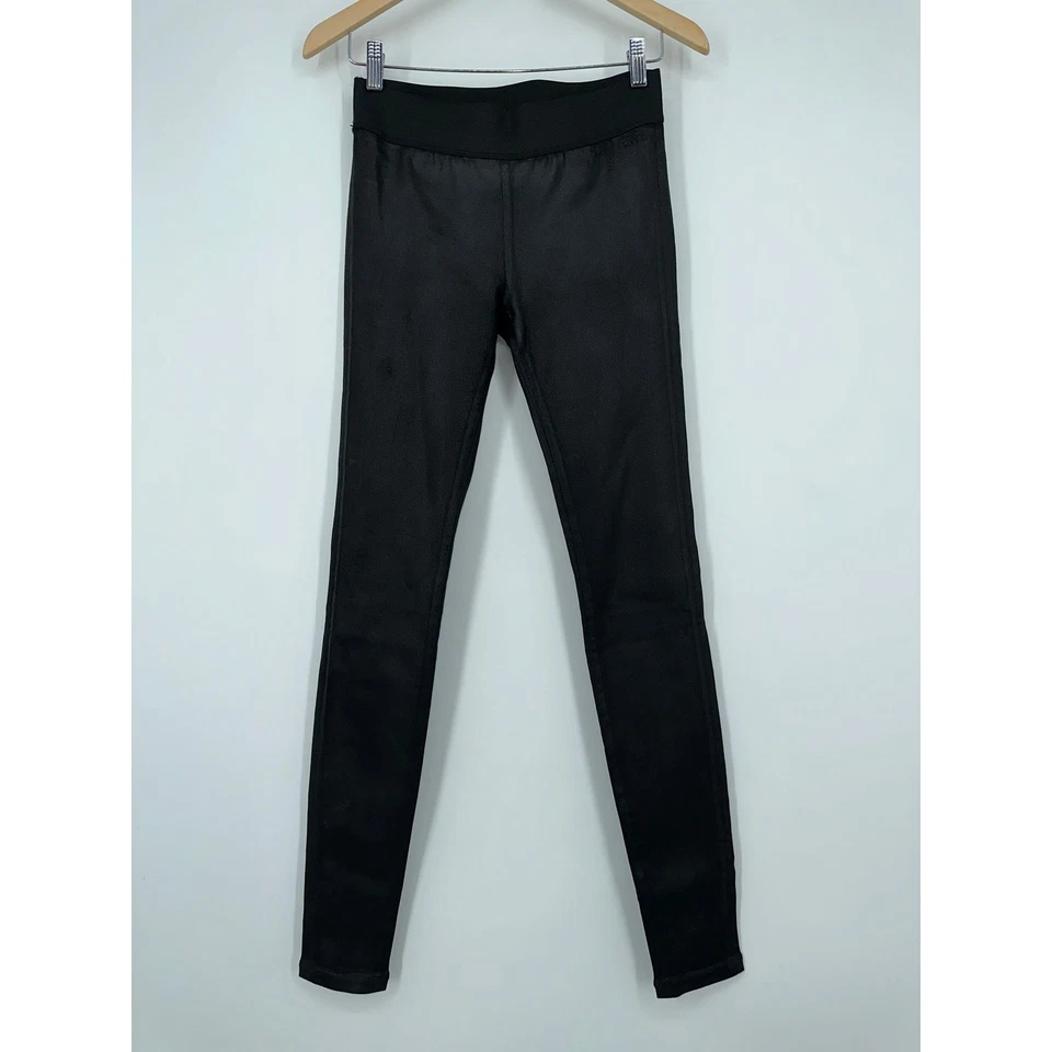 Pantalones GOLDSIGN recubiertos de cebra tiro alto, talla 27, imitación cuero ajustados negros Foto 4 de 4