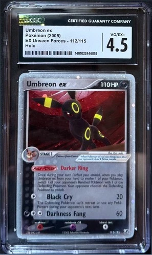 2005 POKEMON EX UNSEEN FORCES #112/115 UMBREON EX HOLO CGC 4.5 🍭