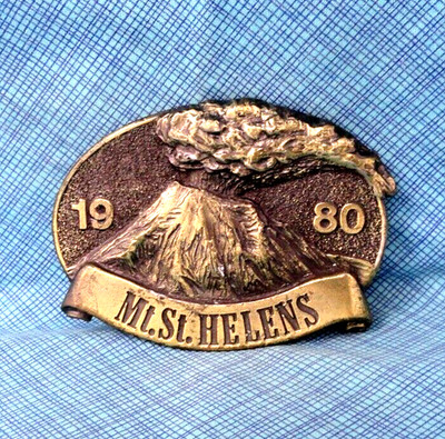 Mt St Helens Belt Buckle SW Washington 1980 Volcanic Eruption Vtg TGABC  .SHY438
