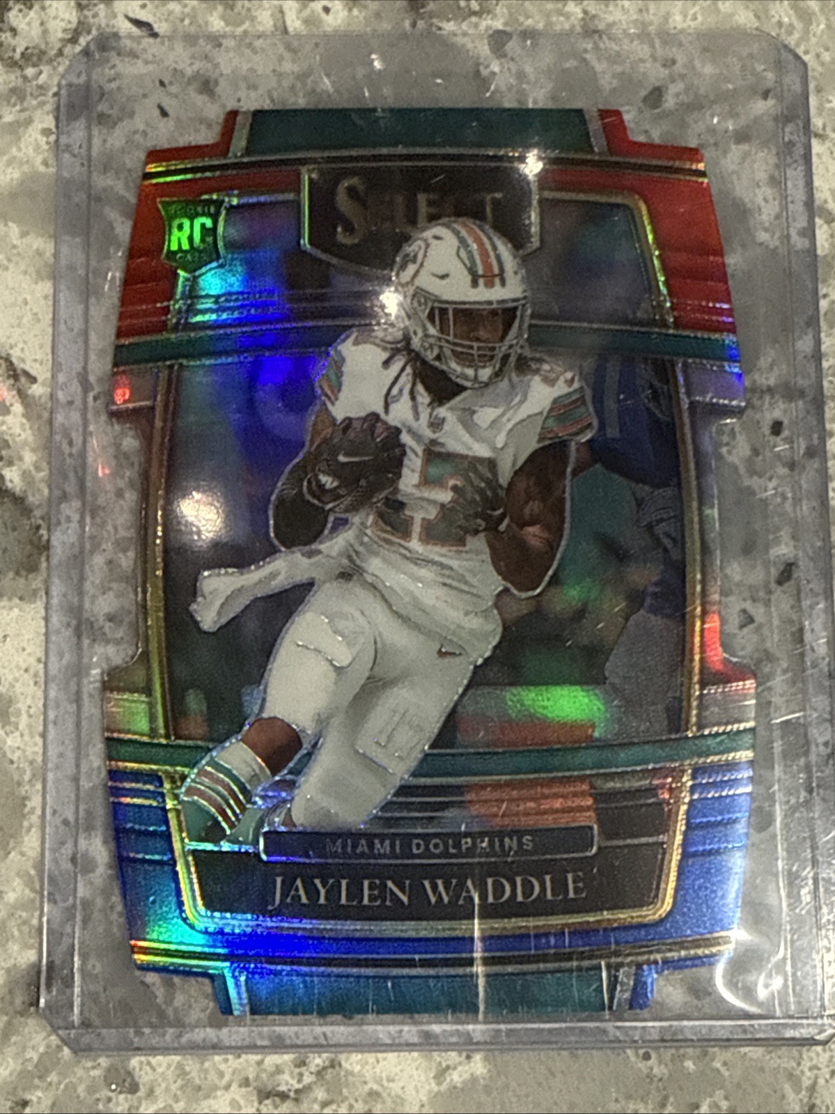 2021 Panini Select Red Blue Die Cut Prizm #48 Jaylen Waddle Rookie RC Dolphins 4