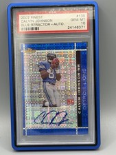 2007 Topps Finest Calvin Johnson Blue XFractor Auto /50 Psa 10 Pop 4 RC Lions