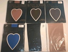 Lot of 6 Thigh High Highs  Pantyhose Ultra Sheer Lace Top Nude Black Royal Blue