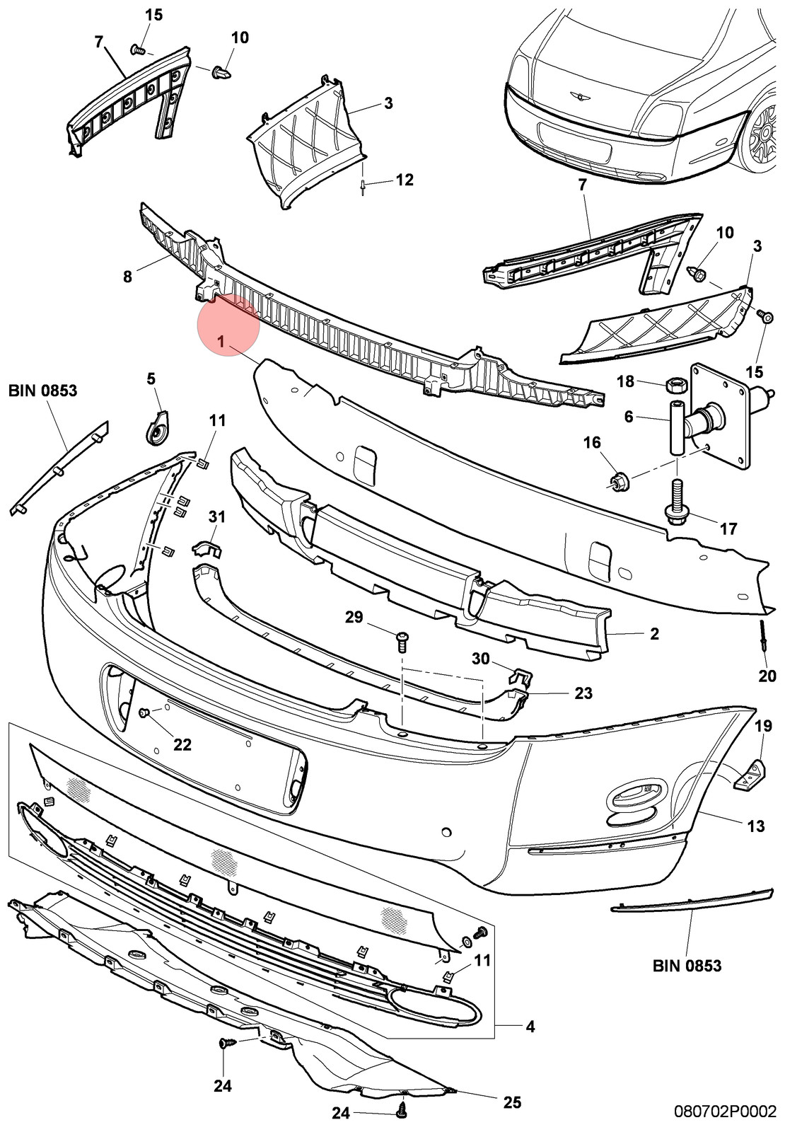 06-13 BENTLEY CONTINENTAL FLYING SPUR REAR BUMPER REINFORCEMENT BEAM BLACK OEM
