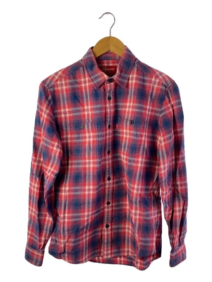 Chemise Supreme manches longues S coton à carreaux ROUGE