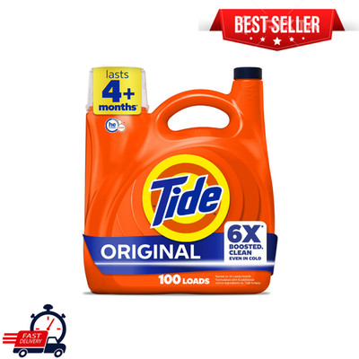 Tide Laundry Detergent Liquid w/ 6X Boosted Cleaning Power, Original, 100 Loads