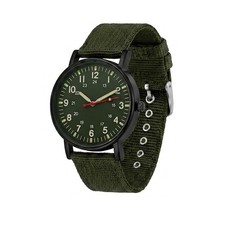 Men's Military Tactical Watch 40mm 24H Analog Luminous Hands Nylon Strap - Green