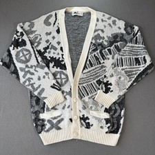 Vintage Cooper Monsieur Cardigan XL Canada Made Abstract Graphic Sweater Grandpa
