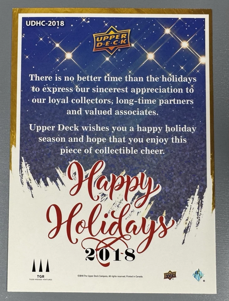 2018 Upper Deck Tiger Woods Happy Holidays #UDHC-2018 Oversize Card - Image 2 of 2