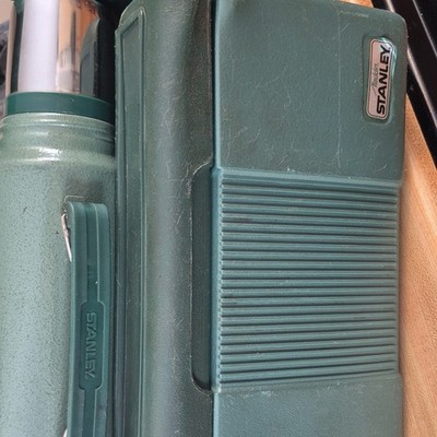 vintage Stanley Green Cooler & 1 Quart Vacuum Bottle Set, Handle, Solid Pattern