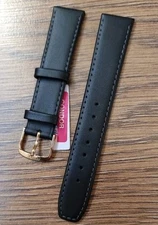 18mm CONDOR BULLNAPPA LEATHER BLACK STITCHED WATCH STRAP GOLD BUCKLE SPRING BARS