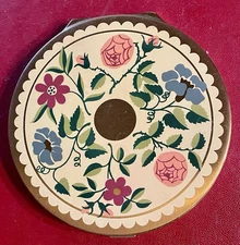 1950’s Vintage Powder Compact Mirror Floral & Gold-toned 4”