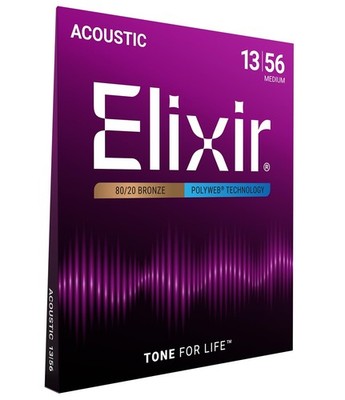 Elixir Strings, Acoustic Guitar 80/20 Medium (.013-.056), Bronze