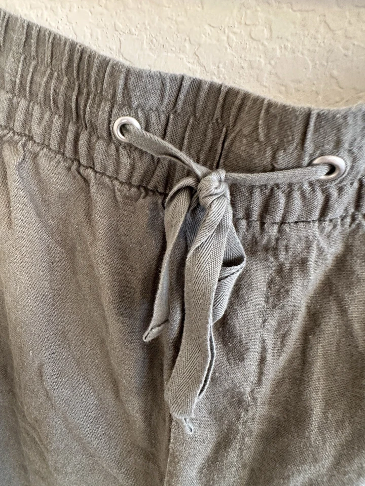 Pantalones Cortos Vintage Gap XL Verde Utilitario Cordón Cintura Mezcla de Lino Foto 3 de 4