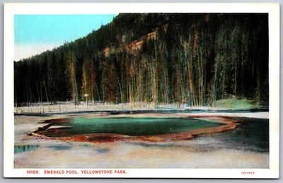 #ad Emerald Pool Yellowstone Park Postcard Haynes Picture Shops Geyser Hot Spring $7.20