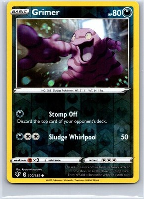 Grimer 100/189 Common Darkness Ablaze Pokemon Reverse Holo NM/M 617c-37