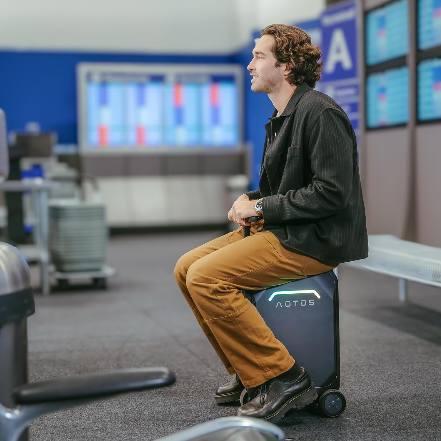 Electric Smart Rideable Suitcase Travel Buddy Riding Luggage Scooter--Black