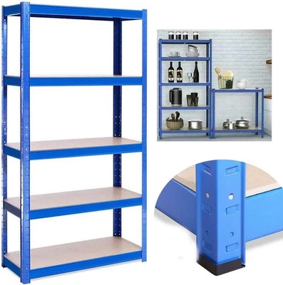 5 Tier Heavy Duty Garage Racking Shelving Unit Boltless Metal Shelf Shed Storage