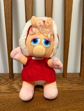 Vintage Muppet Babies Miss Piggy Plush Doll in Red Dress