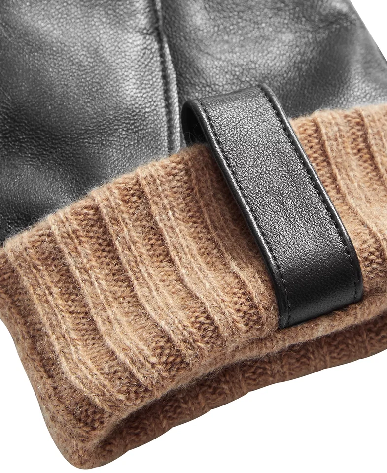 Guantes de cuero para hombre Club Room forro de cachemir chocolate talla S pequeños de lujo $98 Foto 2 de 4