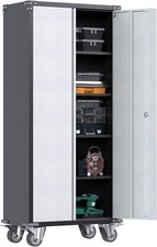 72" Metal Rolling Garage Storage Cabinet and Lockable Wheels Adjustable Shelves