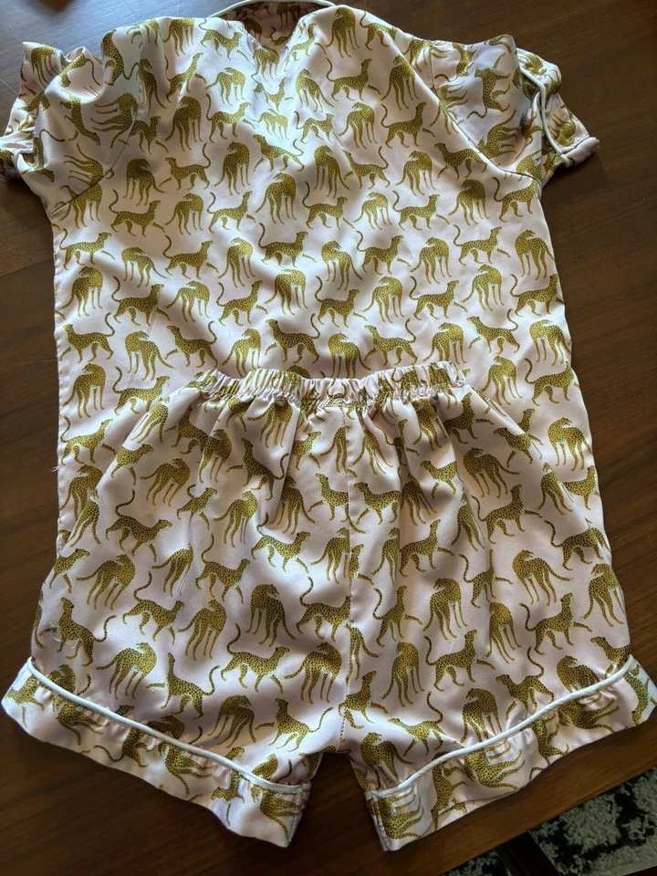 Jane Marie Niñas Pijama Sedoso Talla Pequeña 8 Rosa con Guepardo Dorado Foto 3 de 3