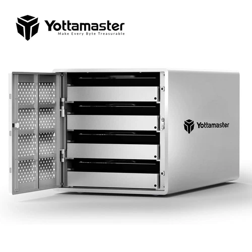 Yottamaster 4 Bay Typ B Festplattengehäuse Ghäuse für 2,5" 3,5" SSD SATA HDD 64T - Afbeelding 1 van 10