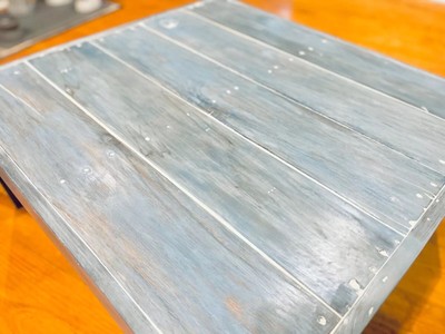 Custom Built Table Using Reclaimed Wood,  Charred, Wood Dyed  Denim  & Sealed