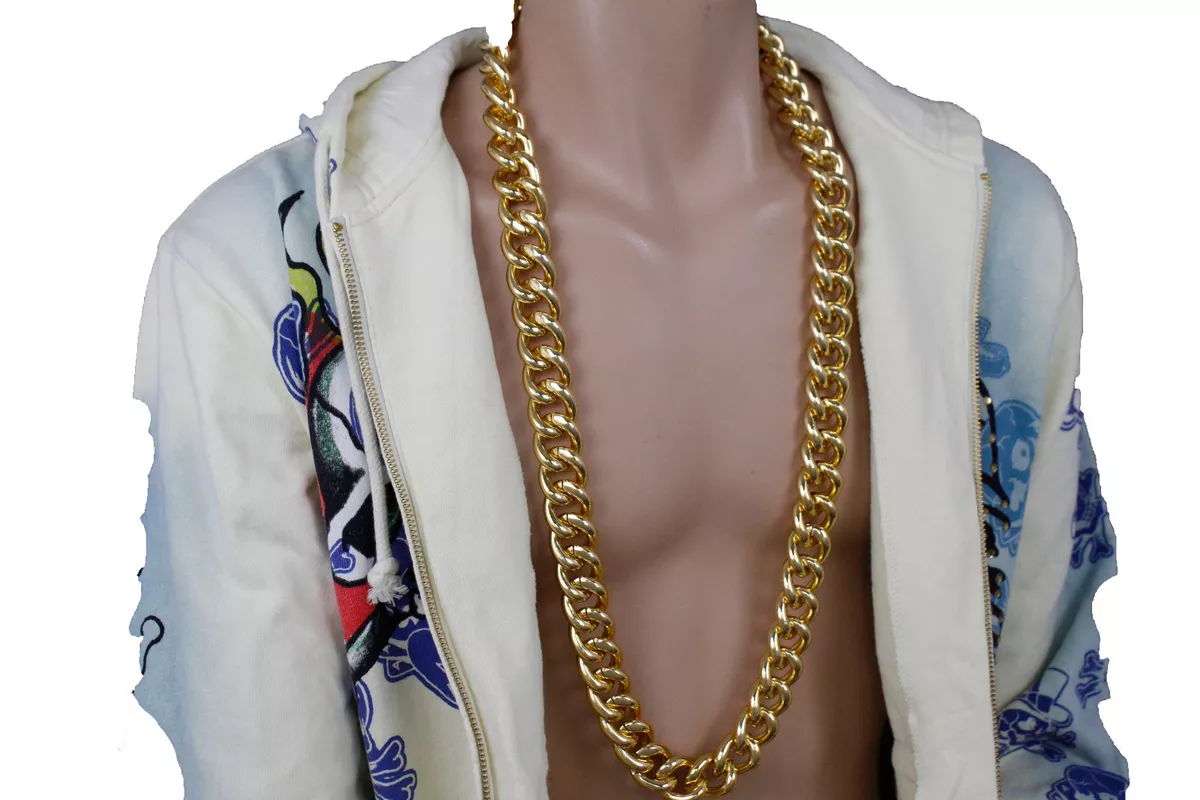 Men Gold Metal Chain Necklace Fashion Thick Chunky Links Bling Jewelry  Gangster